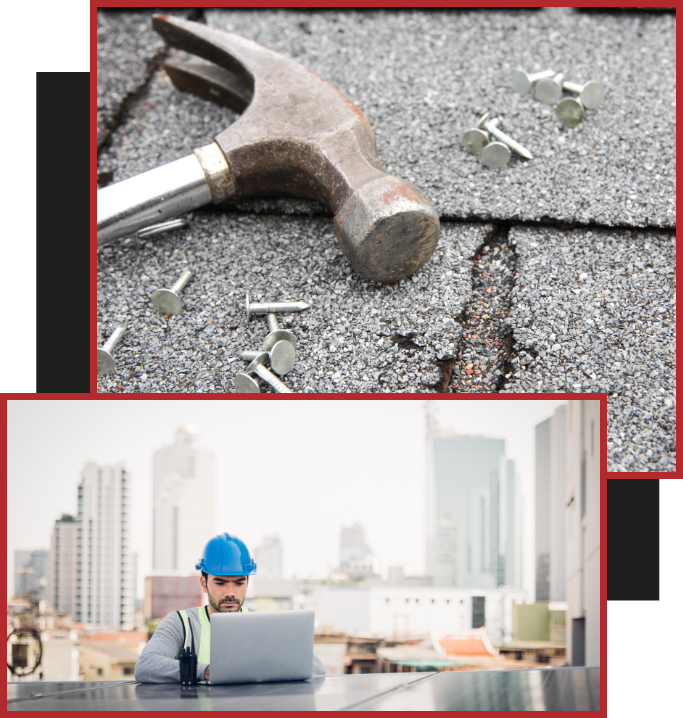Hammer and Nails and contractor at laptop Commercial Roof Installs | Technical Roofing | Commercial Roofing Companies Ohio